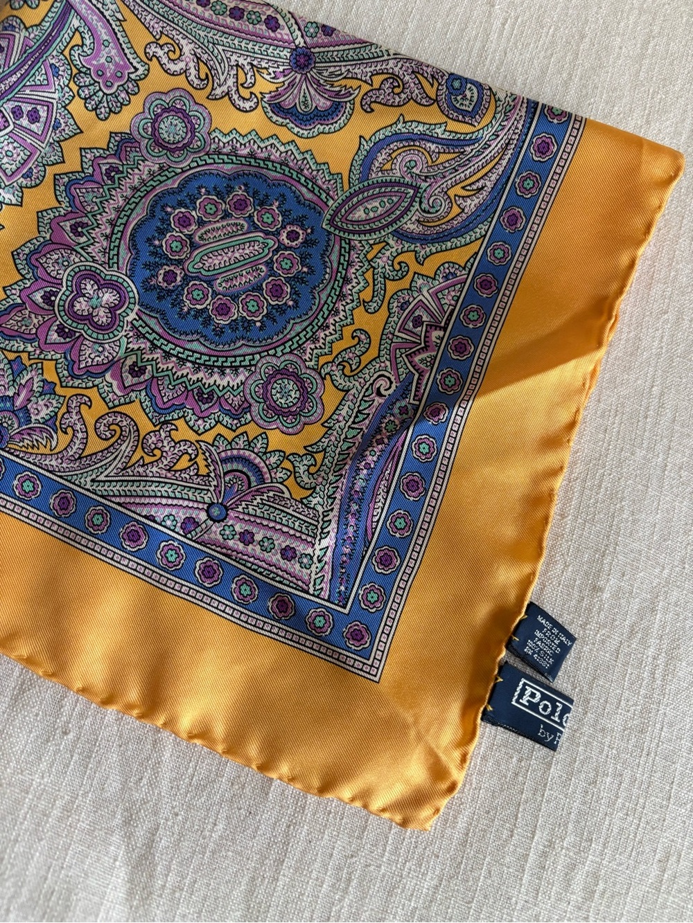 Polo Ralph Lauren silk men’s pocket square vintage - Picture 2 of 4